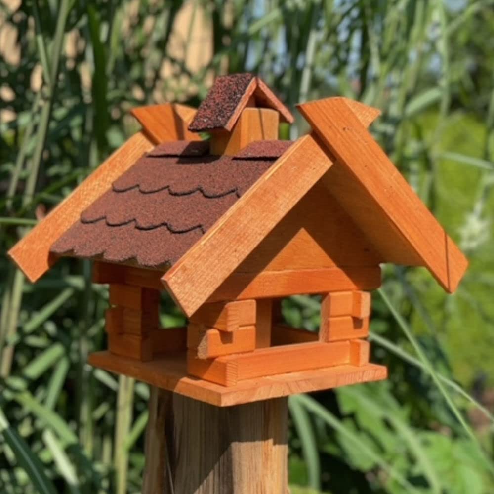 Rechteckiges Vogelhaus M - XL wetterfest aus Holz Vogel Futterstelle Haus mit und ohne Ständer (Grös