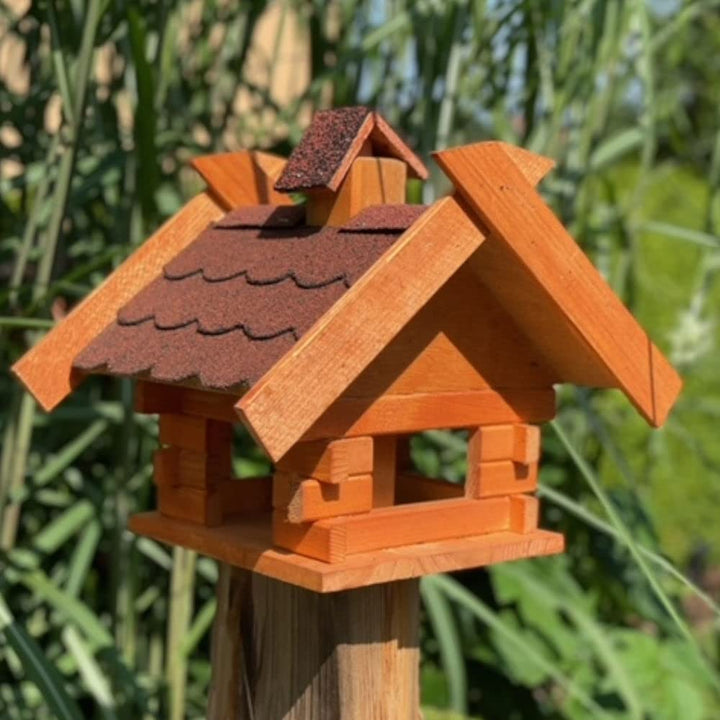 Rechteckiges Vogelhaus M - XL wetterfest aus Holz Vogel Futterstelle Haus mit und ohne Ständer (Grös
