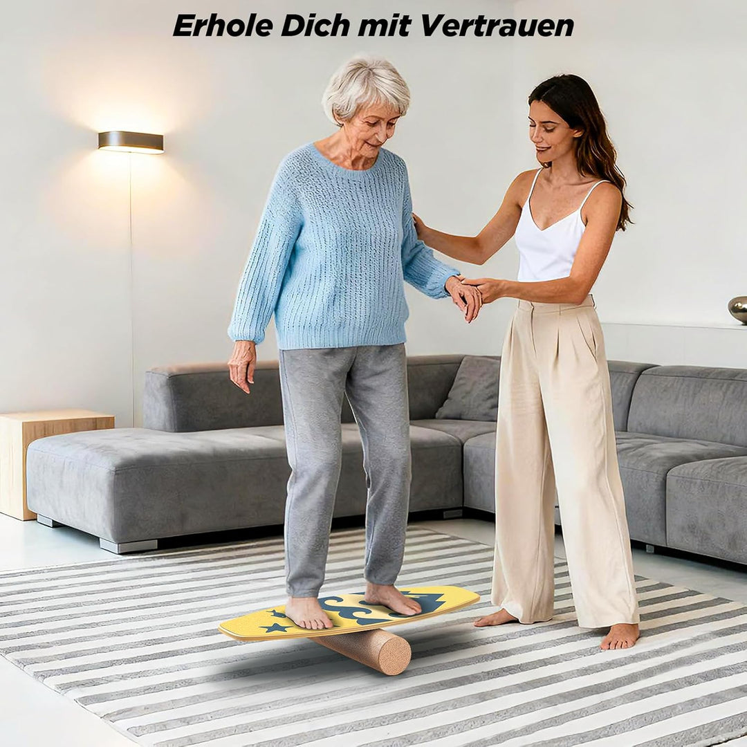 Balance Board für Erwachsene, Gleichgewichtstrainer & Stabilitätstrainer Holz Balance Board, Allroun