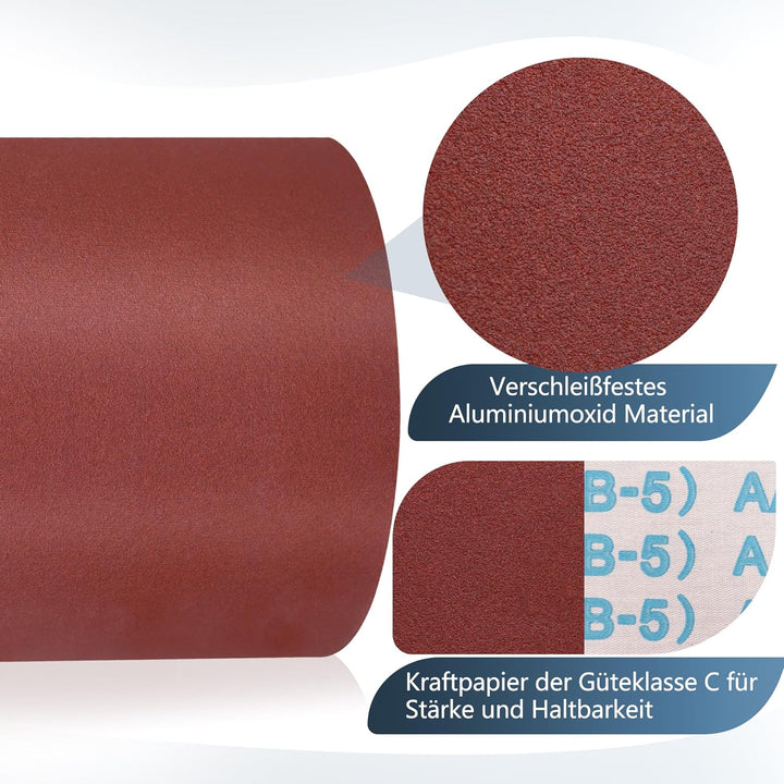 ZEHIQ Schleifpapier Rolle, Schleifpapierrollen Körnung 320, 100 mm x 10 m Schleifleinen Rolle für Ha