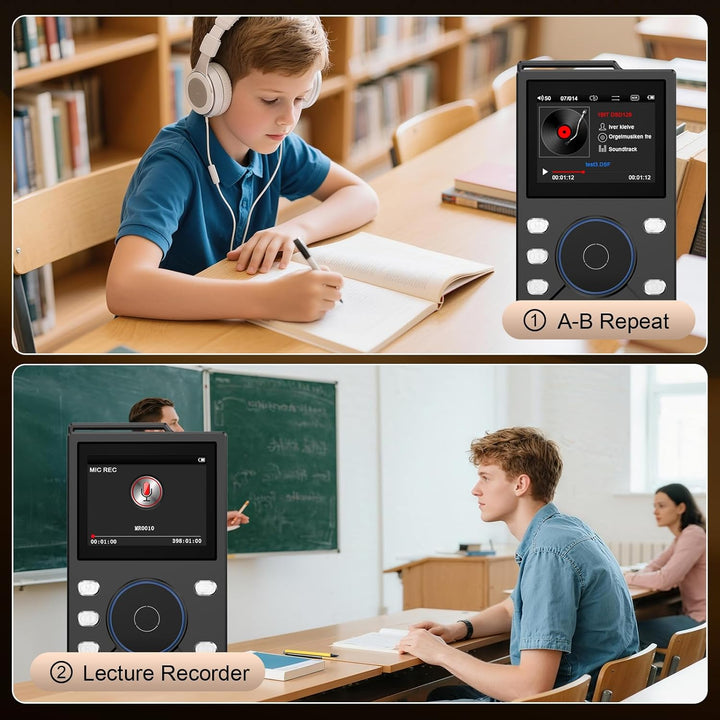 Gueray 16GB HiFi MP3 Player mit Bluetooth 5.3 Verlustfreier High-Resolution Digital Audio Music Play
