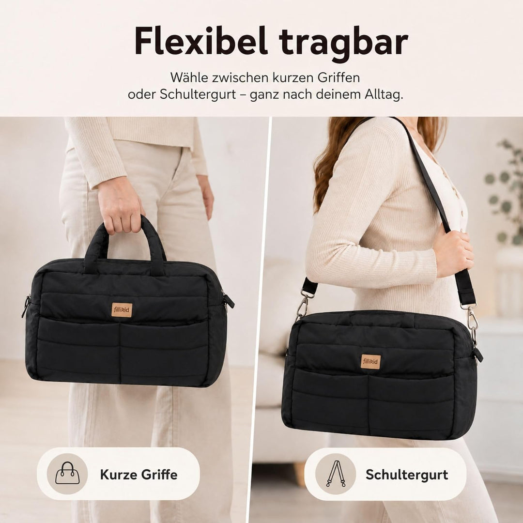 Fillikid Wickeltasche Toulouse Exklusiv | Inkl. Wickelauflage | Grosse Windeltasche mit Schultergurt