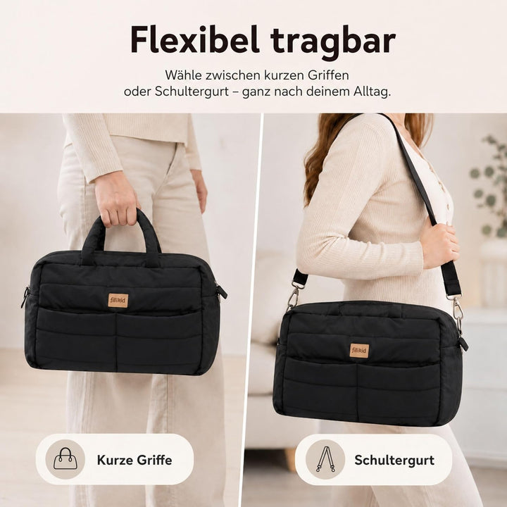 Fillikid Wickeltasche Toulouse Exklusiv | Inkl. Wickelauflage | Grosse Windeltasche mit Schultergurt
