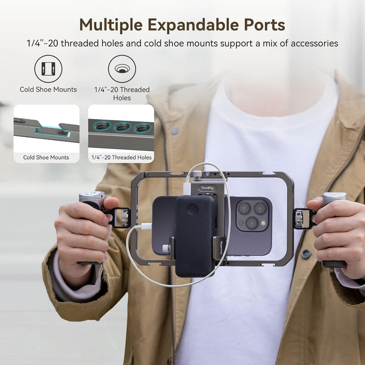 SMALLRIG Universal Phone Video Rig Kit für Vlogger Video Creators, Aluminium-Handheld-Kit für iPhone
