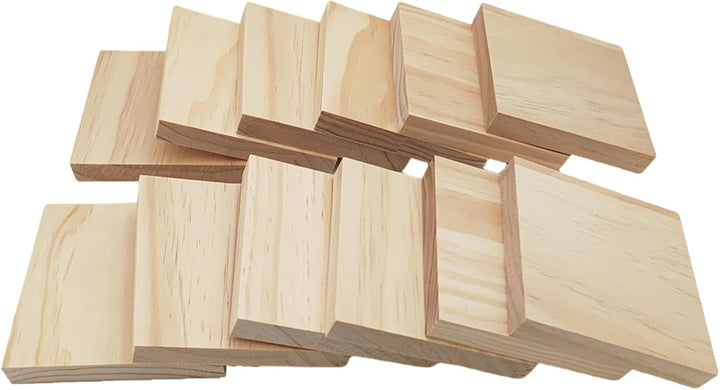 Unlackierte quadratische Holzblöcke zum Basteln, 10 x 10 x 1,5 cm, blanko, Kiefernholzbretter für Ho