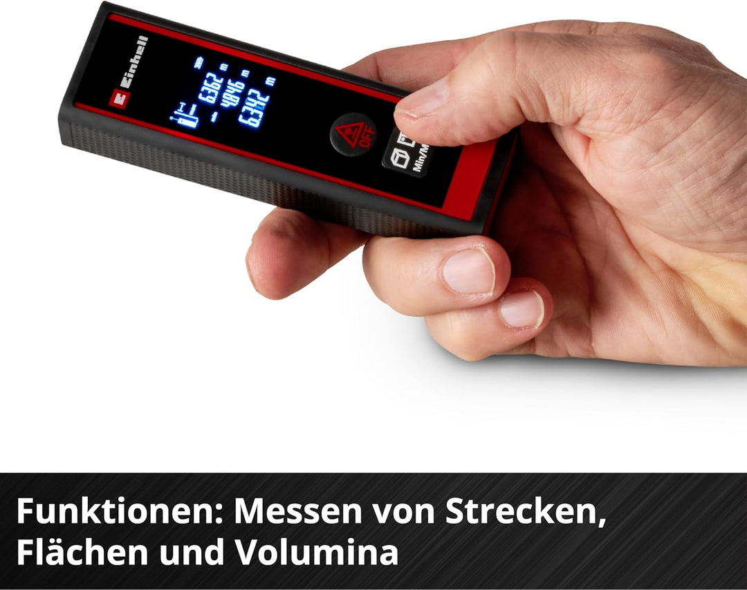 Einhell Laser Entfernungsmesser TC-LD 40 R (40 m max. Messbereich, Messmodi Distanz, Fläche, Volumen