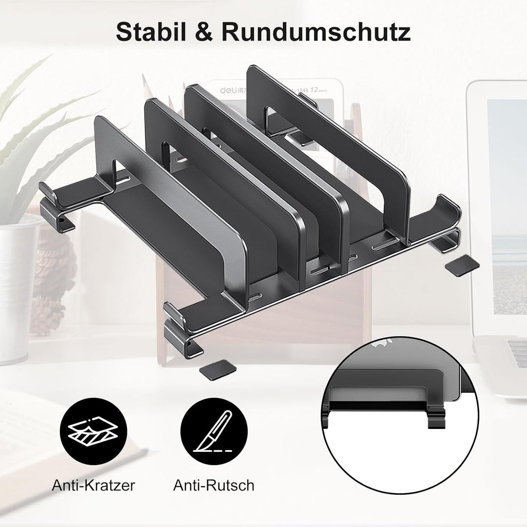 Qivine Aluminium Vertikaler Laptop Ständer, Platzsparend Laptopständer Verstellbare, 3 in 1 Laptop H