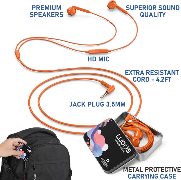 LUDOS FEROX Kopfhörer In Ear Kopfhörer mit Kabel und Mikrofon, 5 Jahre Garantie, In Ear Ohrhörer, 3,