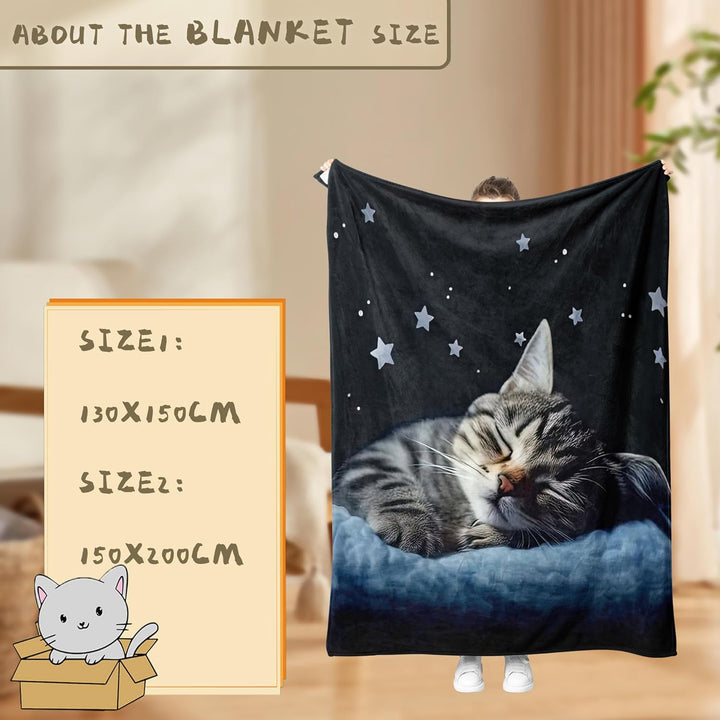 kuscheldecke Katze,Cartoon Kätzchen kuscheldecke Fleece Decke mit 3D Tierdruck, Weiche Warm Fleecede