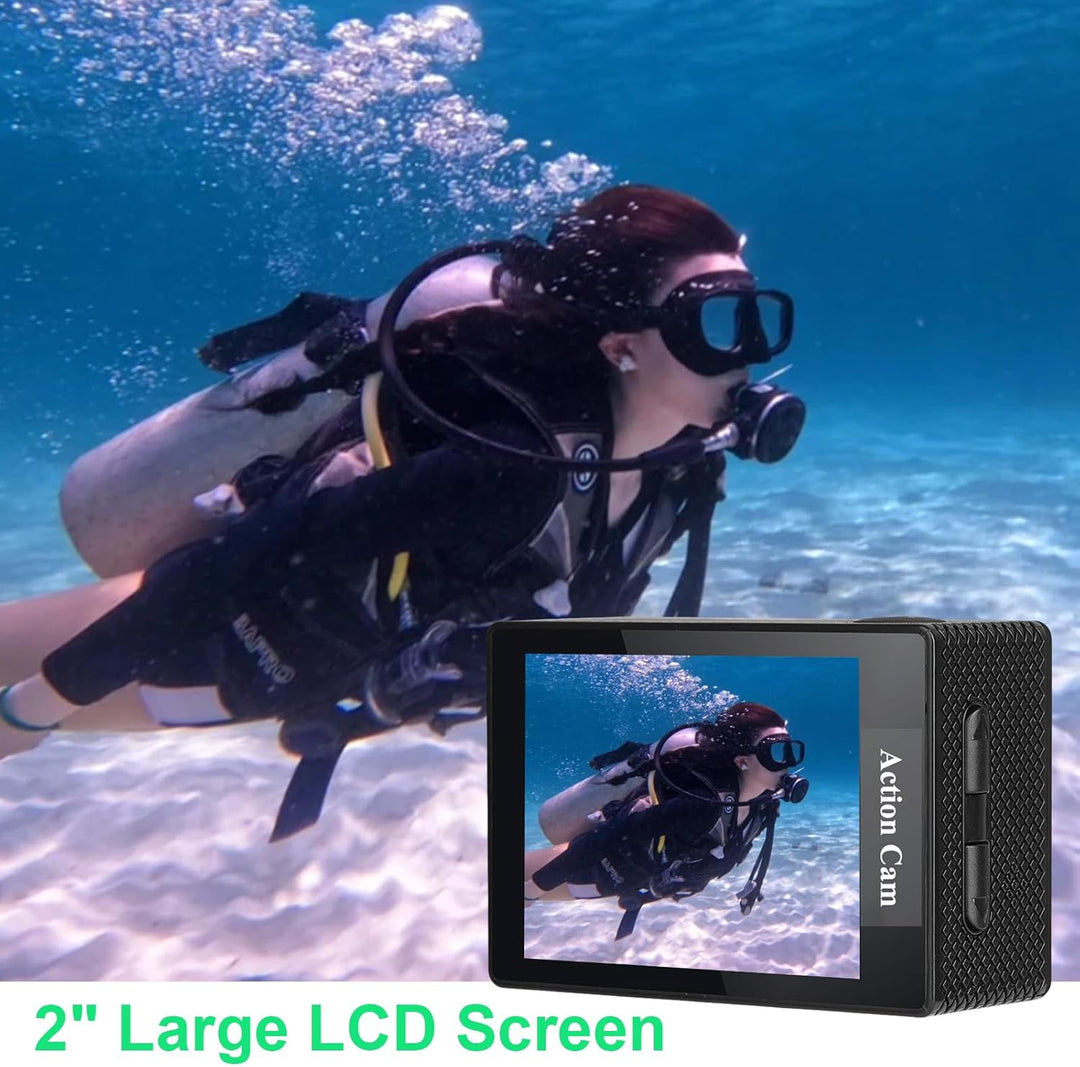 WiFi Action Cam FHD 1080P mit 32GB Speicherkarte, Actionkamera wasserdicht bis 30M, ActionCamera mit