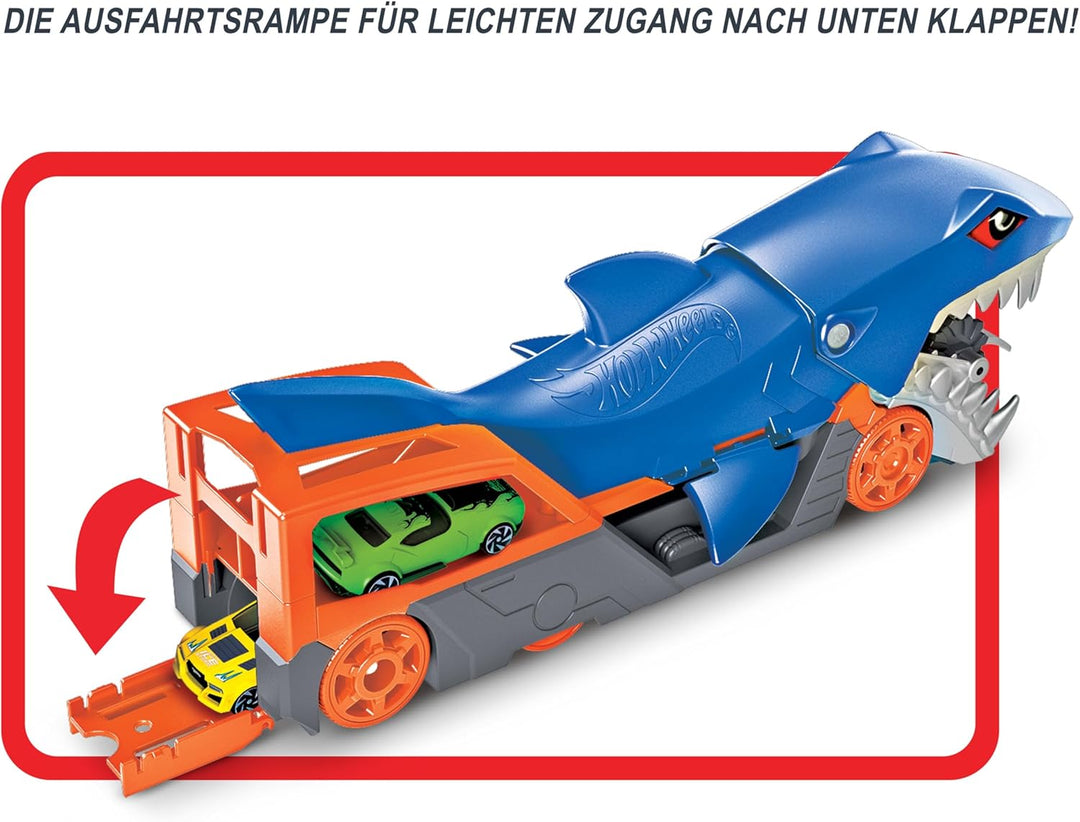 Hot Wheels GVG36 - Hungriger Hai-Transporter-Spielset mit 1 Fahrzeug im Massstab 1:64, Spielzeug Aut