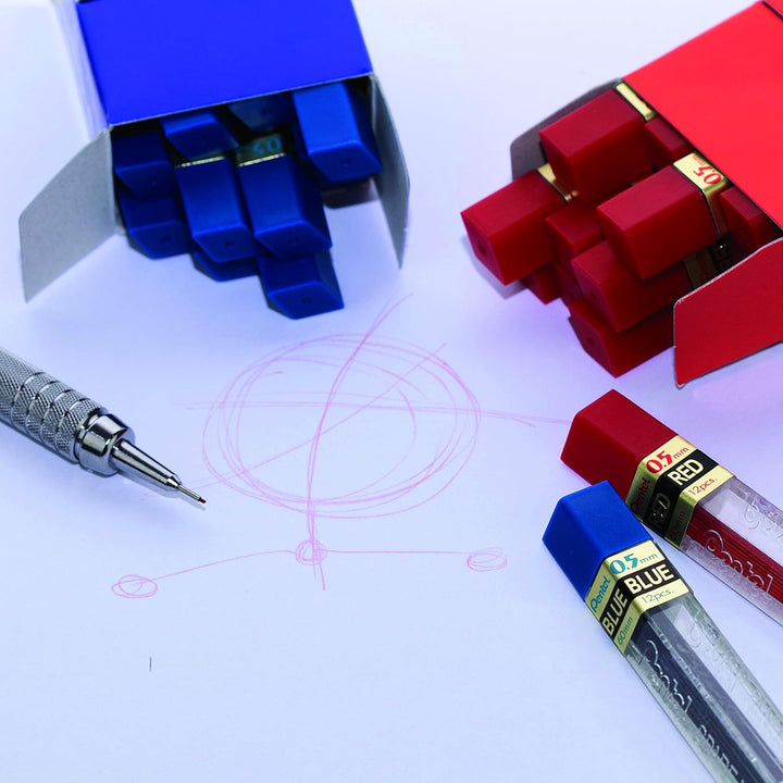 Pentel PPR Cases mit 12 rot Ersatzmine für Druckbleistifte 0,5 mm rot 0,5Â mm, rot 0,5Â mm