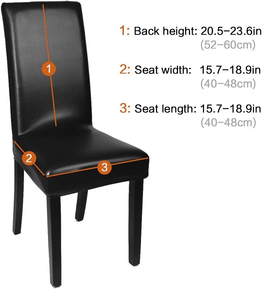 Fuloon Esszimmer Stuhlhussen 4er/6er Set, Wasserdichtes Pu Leder Stretch Stuhl-Bezug Bi-elastische S