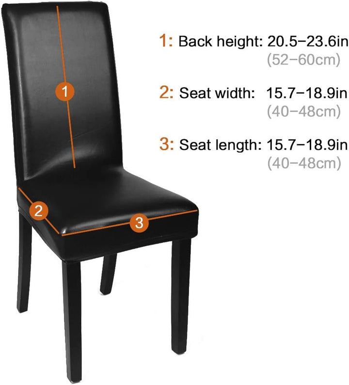 Fuloon Esszimmer Stuhlhussen 4er/6er Set, Wasserdichtes Pu Leder Stretch Stuhl-Bezug Bi-elastische S