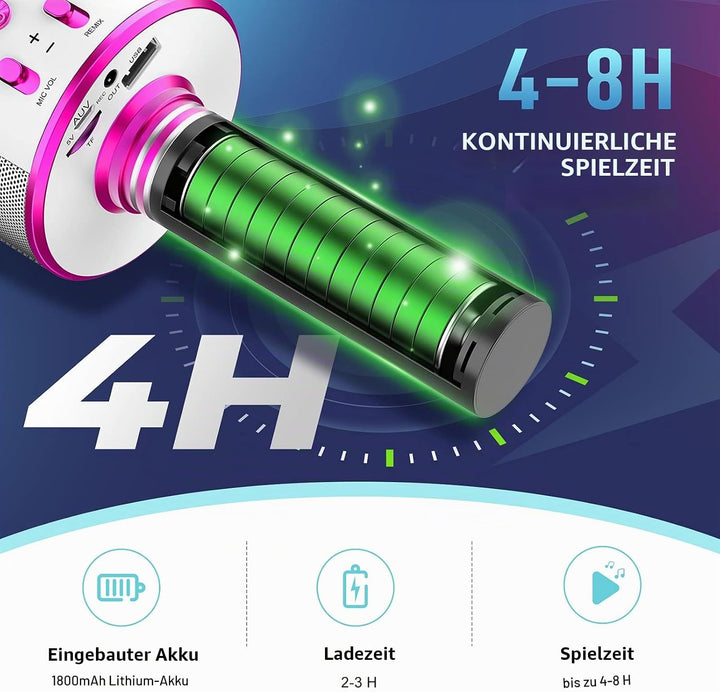 Karaoke Mikrofon Geschenke Mädchen 4-12 Jahre, Bluetooth Mikrofon Kinder Spielzeug ab 3-12 Jahre Spi