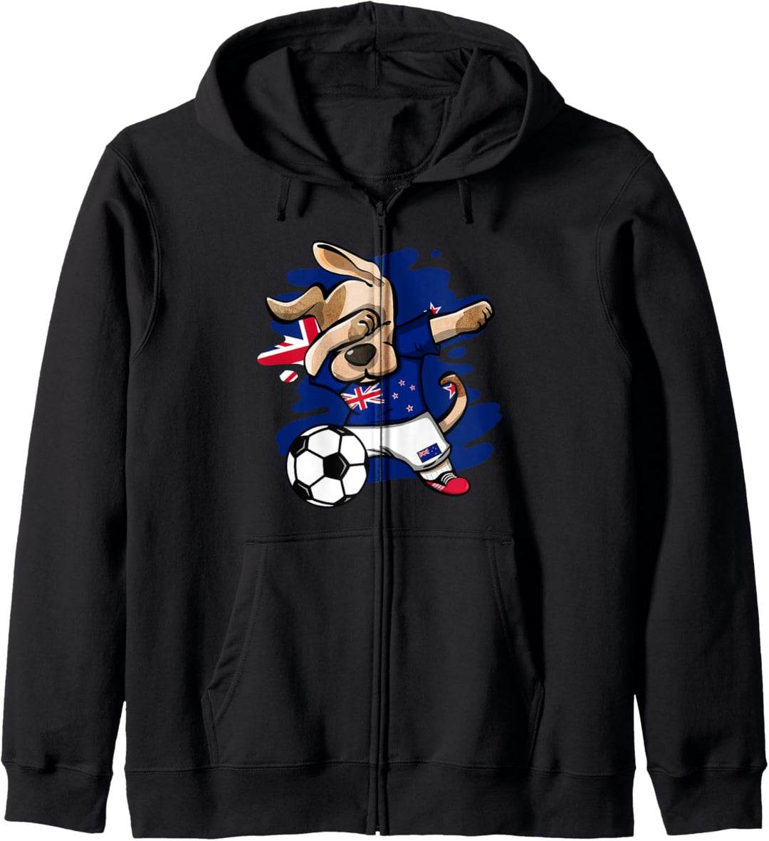 Dabbing Hund Neuseeland Fussball Neuseeländische Flagge Sport Kapuzenjacke
