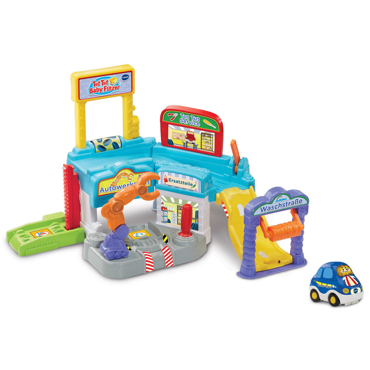 VTech TUT TUT Baby Flitzer Autowerkstatt – Interaktive Werkstatt mit Roboterarm und vielen Spielmögl