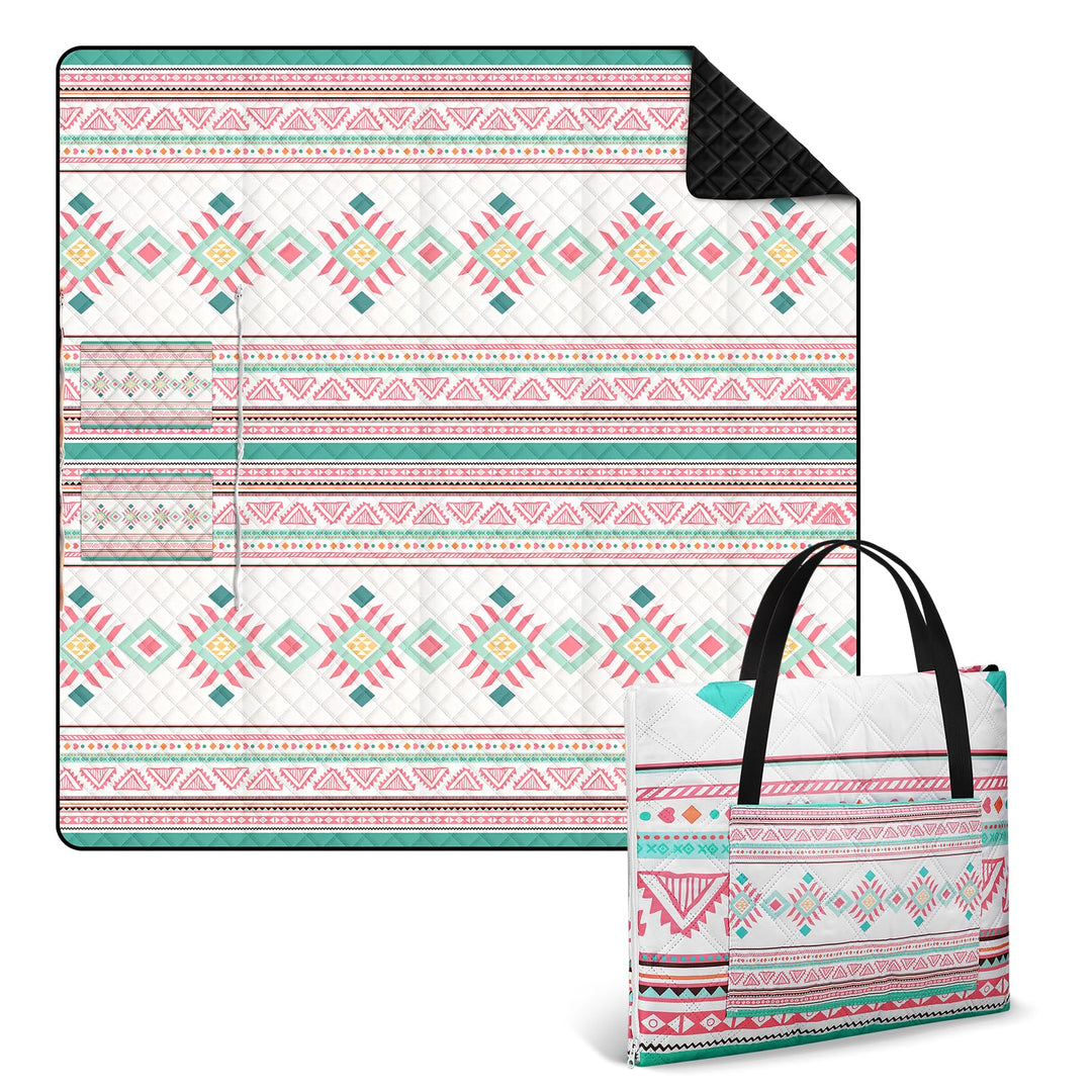 Ulikey Picknickdecke, 200 x 200 cm Stranddecke Sandfrei, Boho Picknickdecke Wasserdicht Isoliert, Tr
