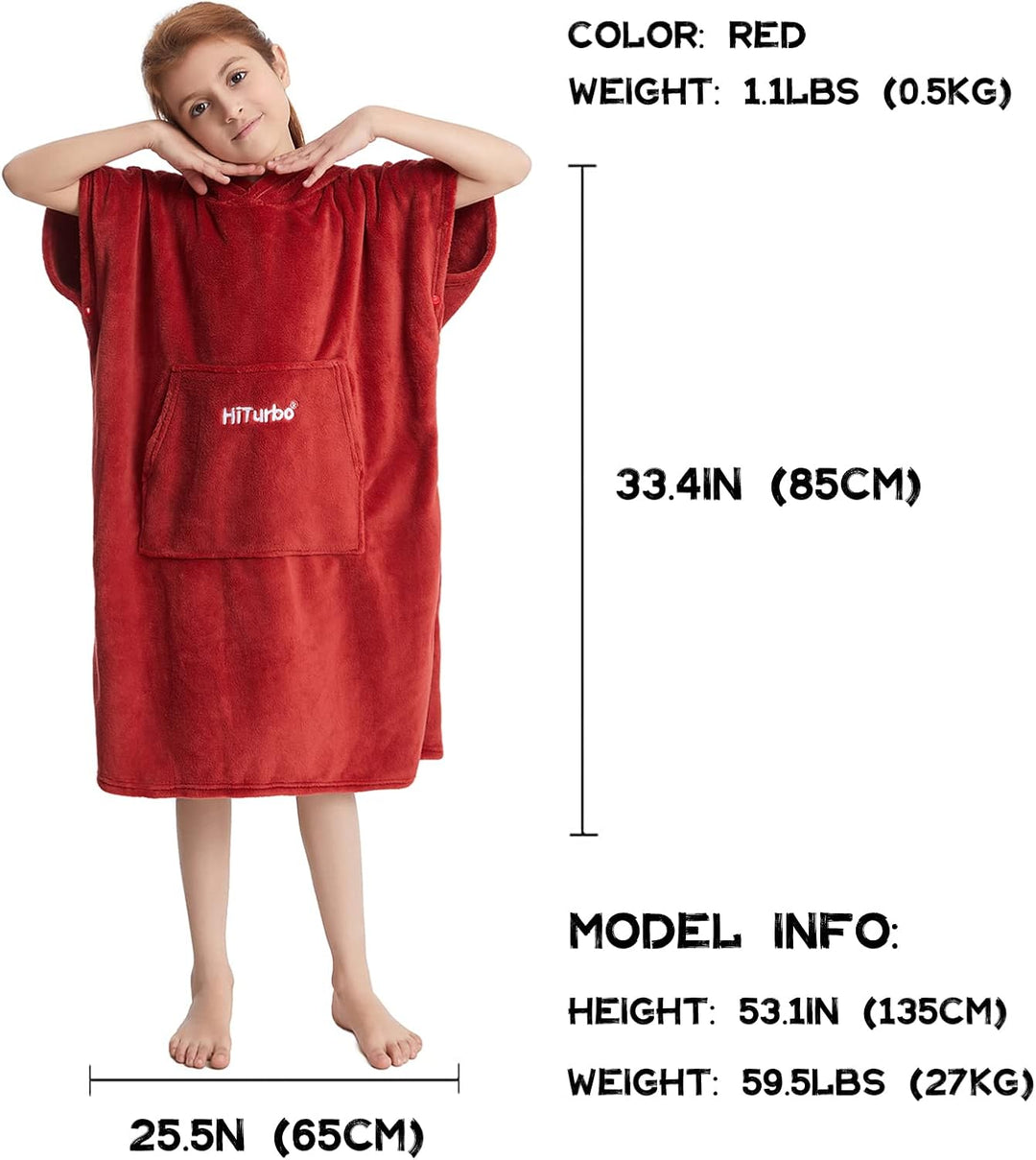 Hiturbo Kinder Wickelmantel, Handtuch Poncho Bademantel Robe mit Kapuze, für Strand, Schwimmen, Surf