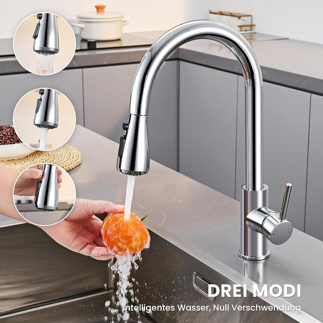 Wasserhahn küche mit Ausziehbar Hochdruck fur Spülbecken - CECIPA Küchenarmatur mit Brause - Edelsta