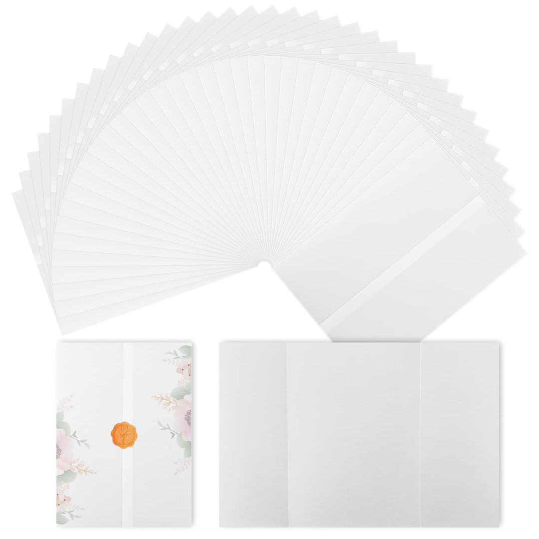 75 Stück Vorgefaltet Pergamenthüllen für Einladungen, 13x18cm Pergamentpapier für Hochzeitseinladung