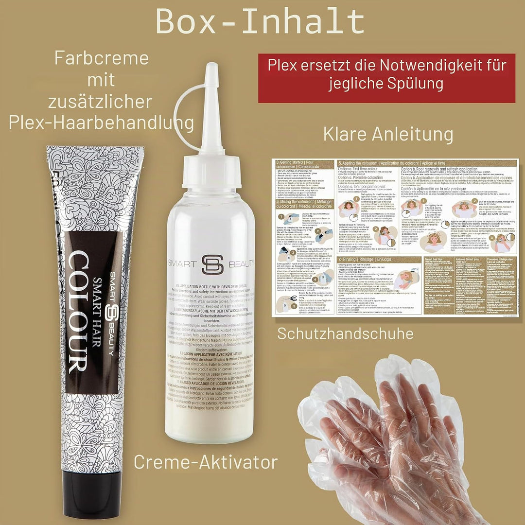 Aschblondes Haarfärbemittel mit Plex Haarpflege Conditioner, permanente Haarfarbe mit einer kühlen b
