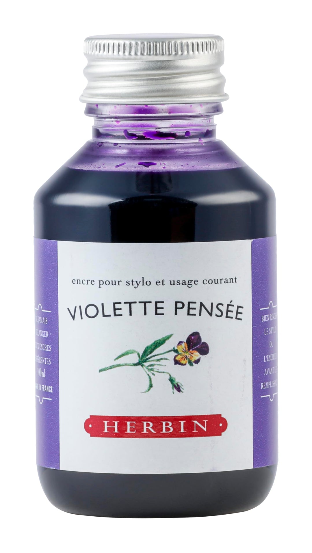 Jacques Herbin 17077T – Tintenflasche zum Beschriften 100 ml – Füllfederhalter, Tintenroller – Viole