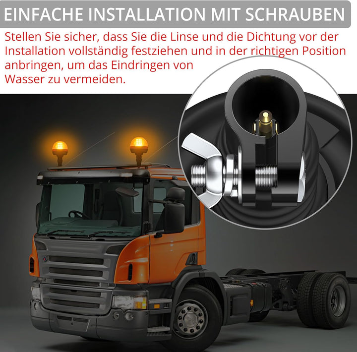 Justech 2X 40 SMD LED Rundumlicht Warnleuchten mit E-Mark WL01A Rundumleuchte Blitzleuchte 12/24V Am