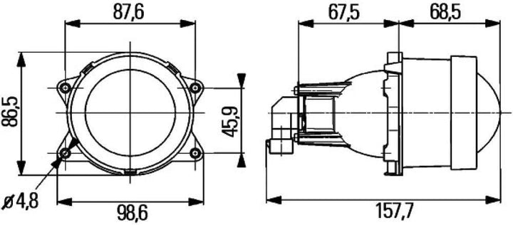 HELLA - DE/Halogen-Hauptscheinwerfer - Modul 60 - 12V - rund - Referenzzahl: 12.5 - Einbau - links/r