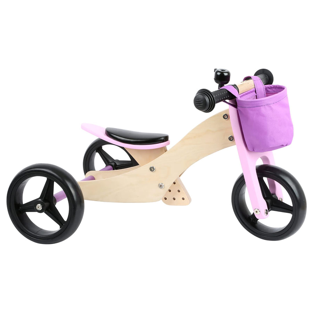 Small Foot Trike 2 in 1 Rosa aus Holz, DREI-und Laufrad, mit verstellbarem Sitz und gummierten Reife