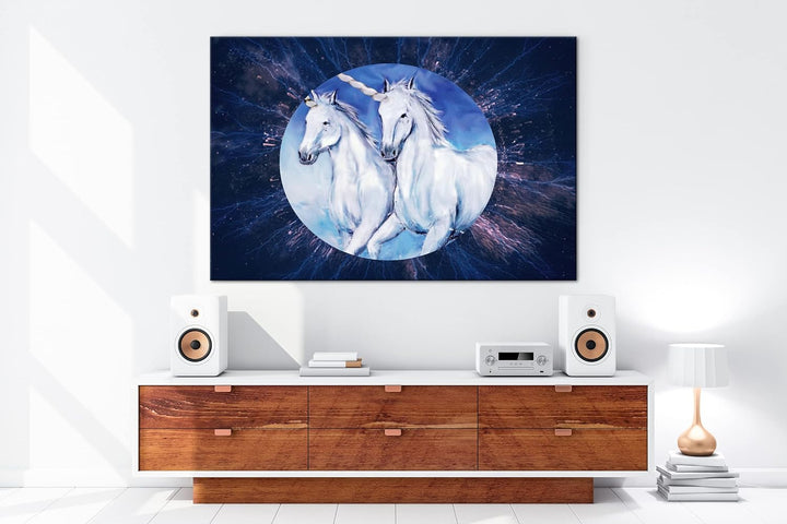 deyoli glorreiche Einhorner Format: 80x60 als Leinwandbild, Motiv fertig gerahmt auf Echtholzrahmen,