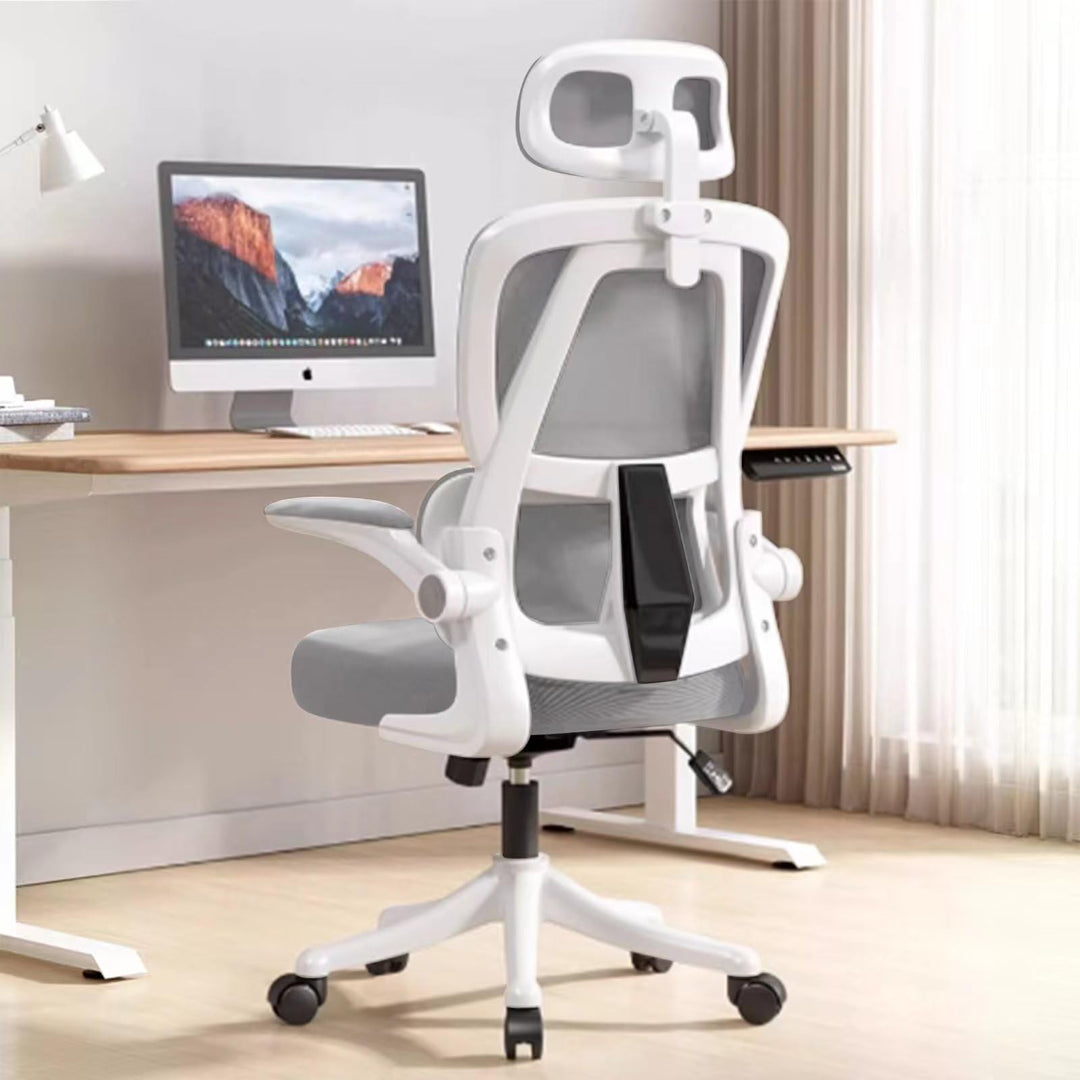 Ergonomischer Bürostuhl - Grau | Höhenverstellbarer Schreibtischstuhl mit Hochrücken,Mesh und Lenden