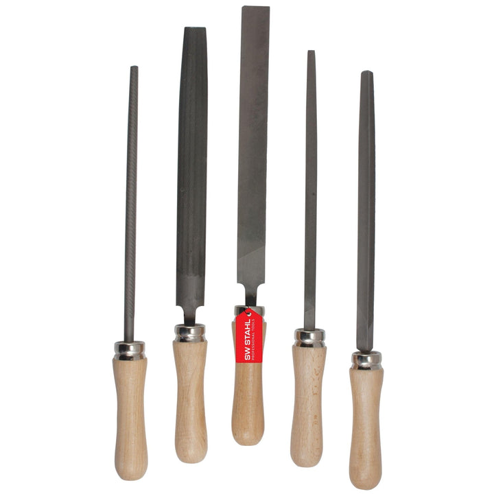 SW-Stahl 90902SB Werkstattfeilensatz I 5-teilig I 300 mm I Werkstattfeilen Set I Feilen Set für Meta