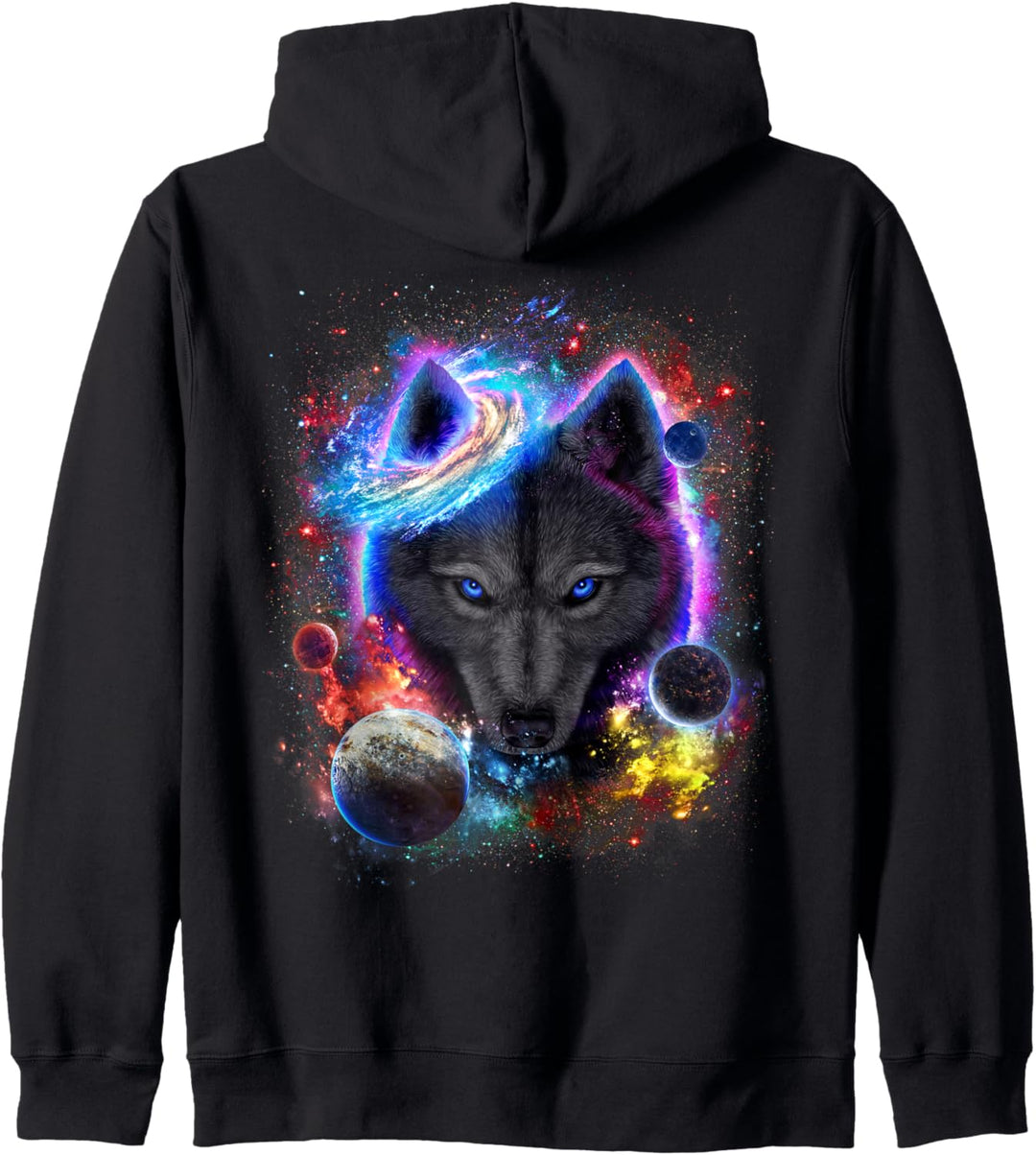Schwarzer Wolf im Weltraum wirbeln in der Galaxie Kapuzenjacke