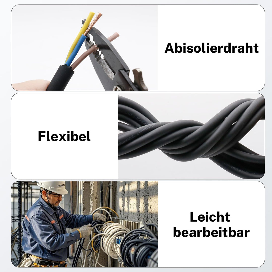 Firmerst Gummikabel 3x1mm² Stromkabel Aussenbereich 15 Meter, Wetterfest und Flexibel für Gartenbele