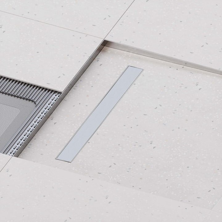 Aquabad Edelstahl Gefälleprofil Clive für begehbare Dusche 120cm, gerade, Kantenhöhe 12mm 120cm x 10