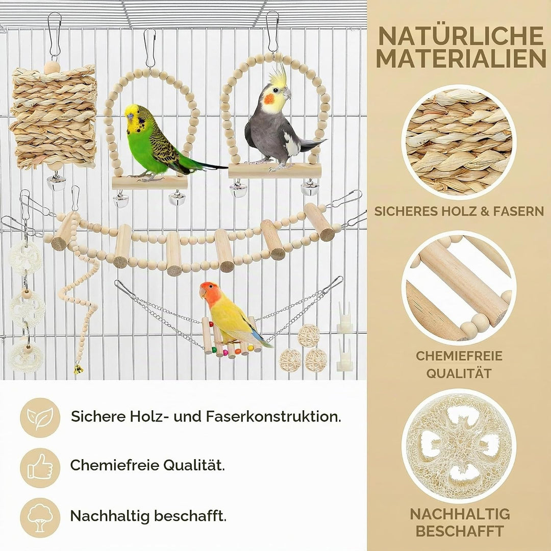 Vogel Spielzeug Käfig Papageien Spielzeug Natur 19 Stück Vogelspielzeug Hängend Vogel zubehör Hängem