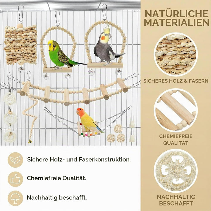 Vogel Spielzeug Käfig Papageien Spielzeug Natur 19 Stück Vogelspielzeug Hängend Vogel zubehör Hängem