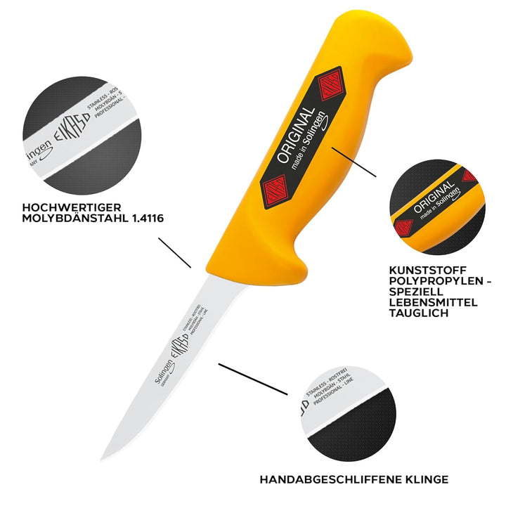 EIKASO Solingen Ausbeinmesser gerade 10cm Klinge Semi Flex aus Molybdänstahl 1.4116 Profi Fleischmes