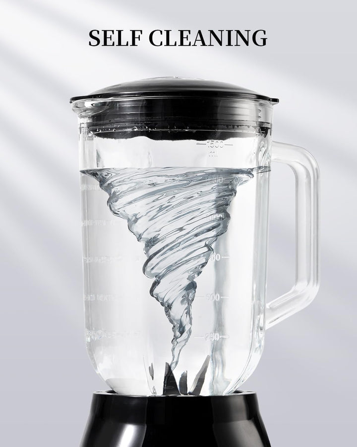 SHARDOR Standmixer, 700 W Spitzenleistung smoothie maker mit 1,5-Liter-Glasbehälter, Edelstahl 6-Kli