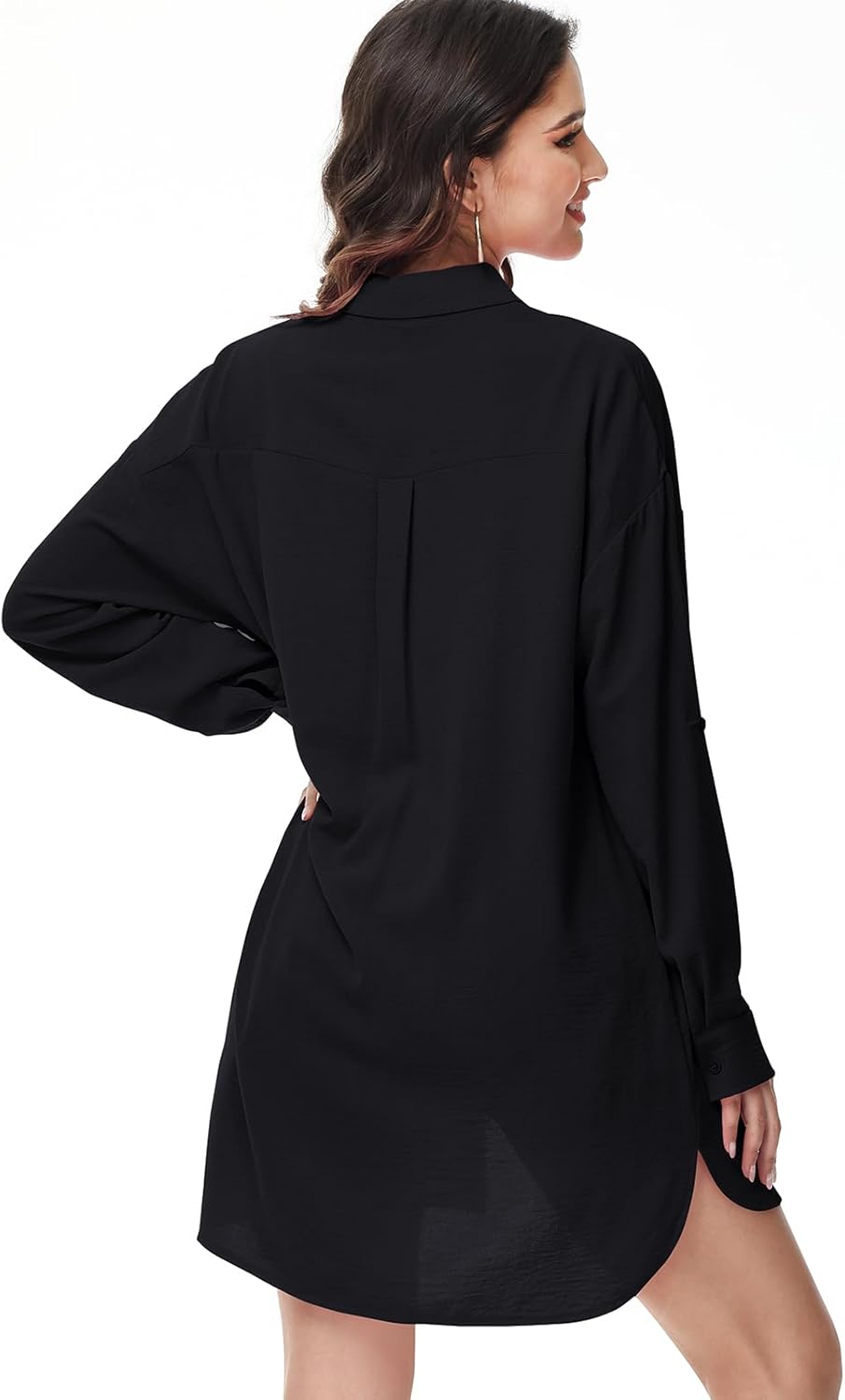 Tanmolo Damen Bluse V-Ausschnitt Hemdbluse Langarm Lässiges Hemd zum Knöpfen Langarmshirt Casual Obe