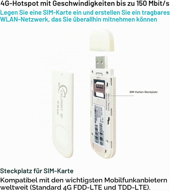 4G LTE USB WiFi Internet Key mit SIM Link Key cat4 150mbps Wreless Modem, Alternative für ADSL, APN-