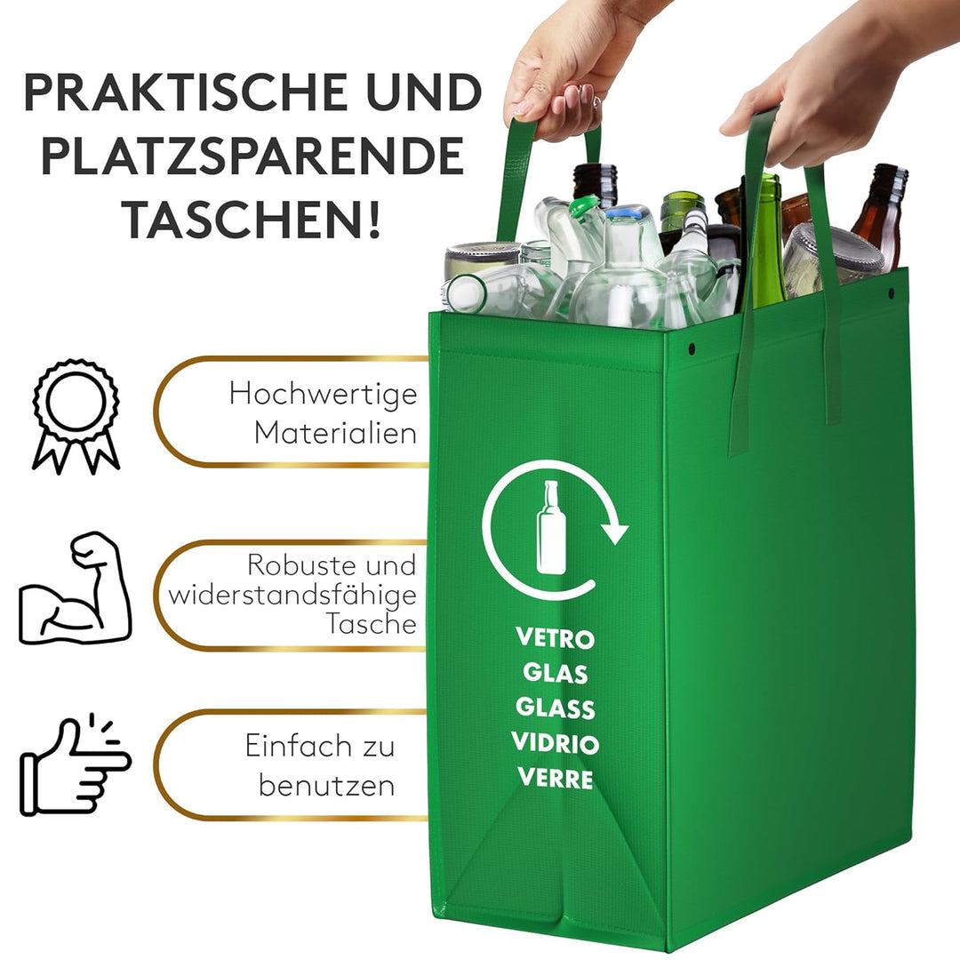 Mülltrennsystem 3fach - Taschen Mülleimer 3 Fächer für Innen und Aussen zum trennen von Papier, Plas
