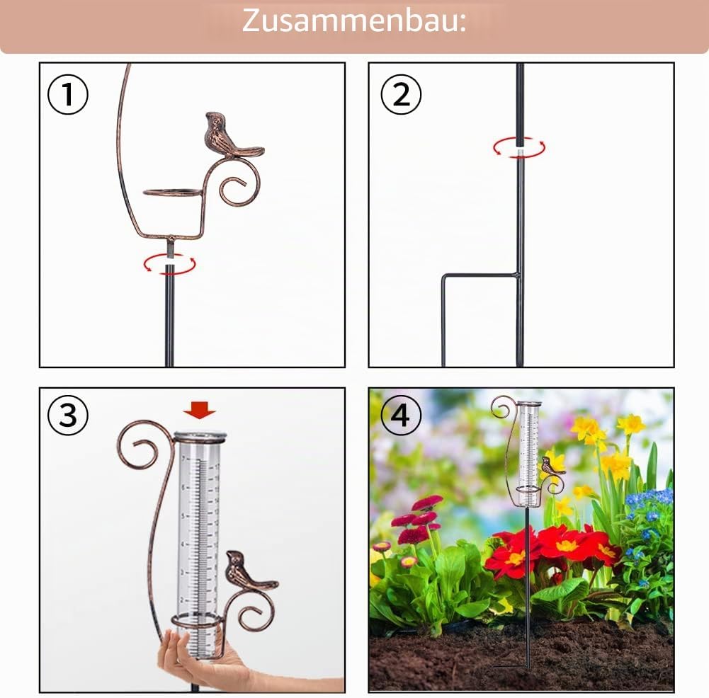 Regenmesser für den Aussenbereich, 17,8 cm Regenmesser zur Messung von Niederschlag, Garten Hof Deko