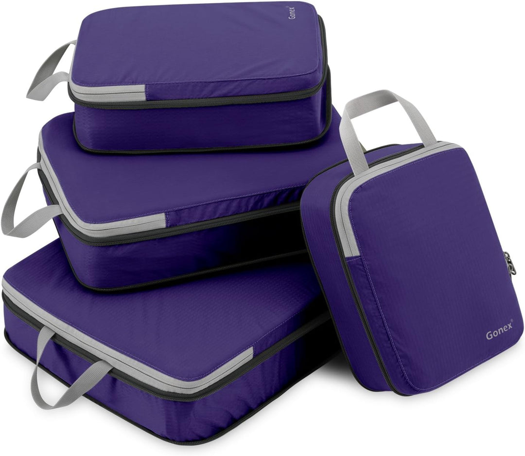 Compression Packing Cubes 3/4er Set, Gonex Kleidertaschen 4-teilig Verpackungswürfel, Kleidertaschen