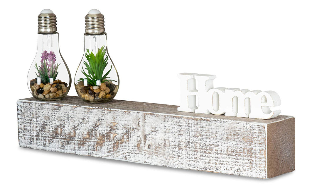 levandeo Wandregal Holz Massiv 60x10cm Shabby Chic Wandboard Vintage Rustikal Design Natur Regal Bor