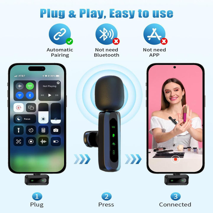 Mini-Lavalier-Mikrofon für Android und iPhone, iOS-Geräte, Rauschunterdrückung, Ansteckmikrofon für