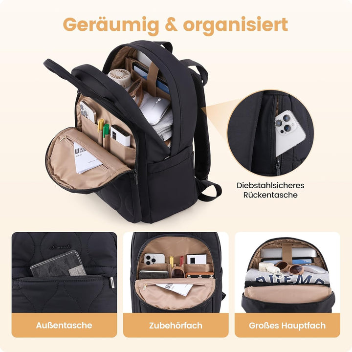 LOVEVOOK Rucksack Damen, Laptop Rucksäcke Schulrucksack Teenager Mädchen, Leicht Puffer Backpack Wom