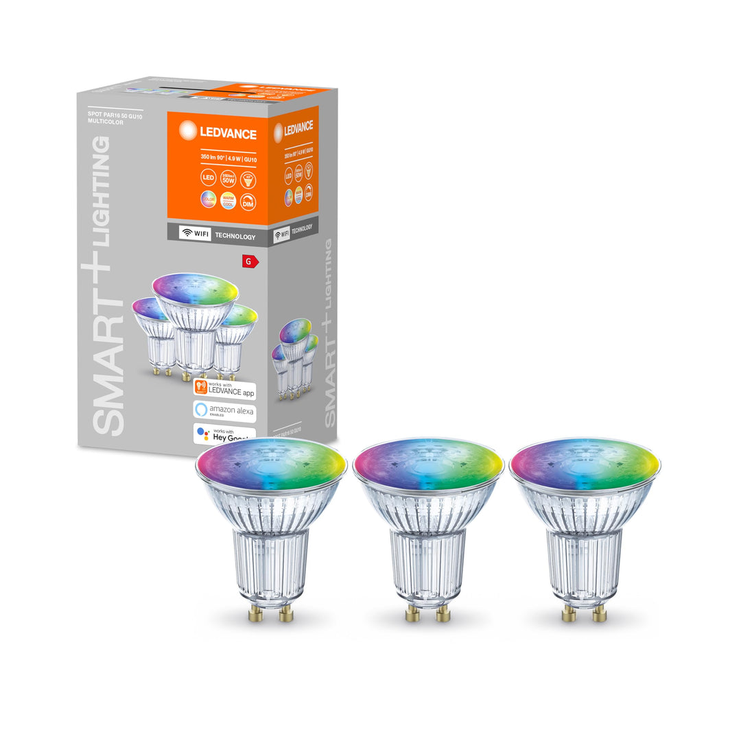 LEDVANCE LED-Reflektorlampe mit WiFi Technologie, Sockel GU10, Lichtfarbe änderbar (2700-6500K), RGB