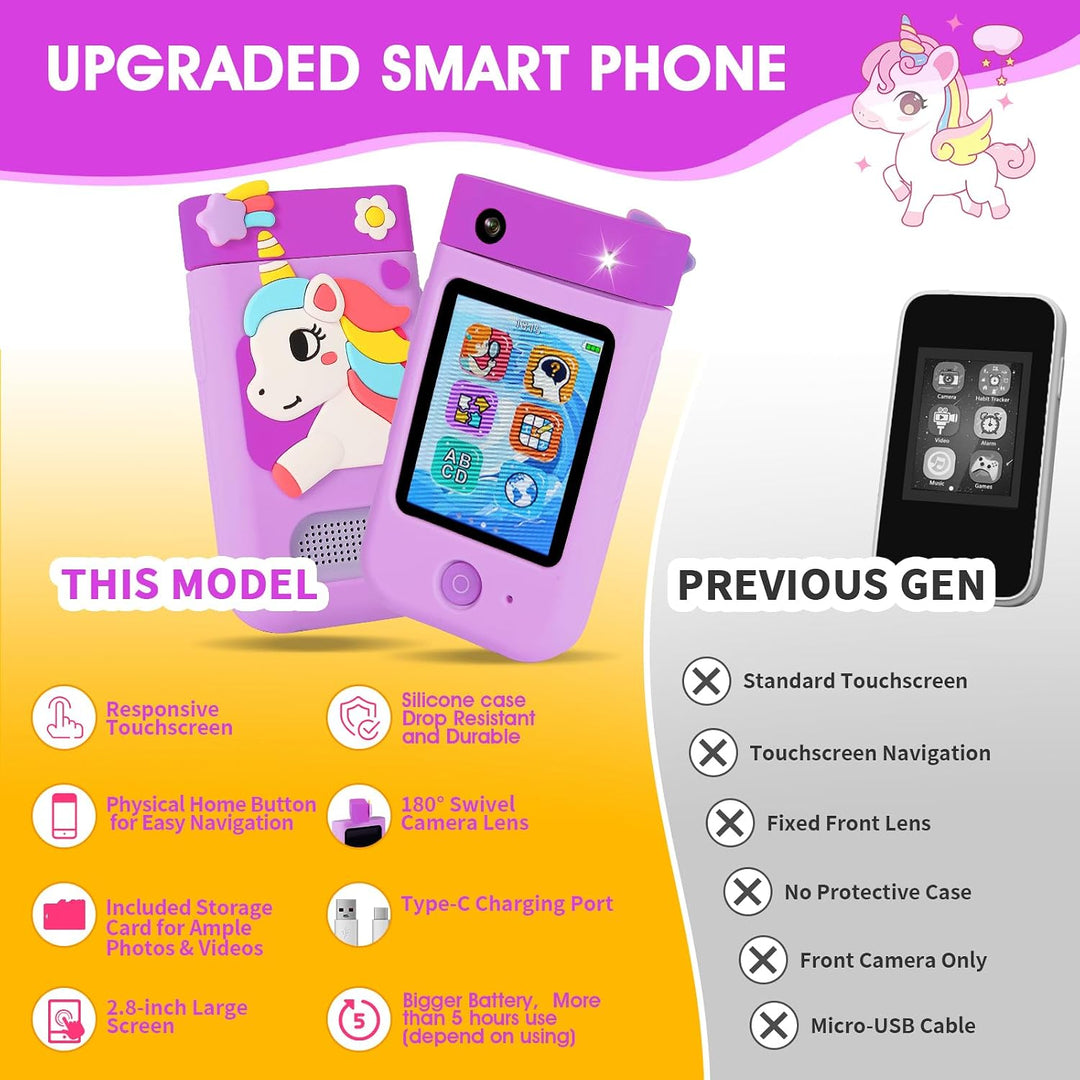 ARNSSIEN Kinderkamera,Kinder Handy Smartphone,2.8&